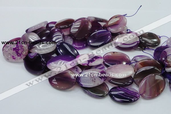 CAG952 15.5 inches 22*30mm oval purple agate gemstone beads