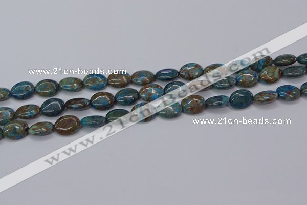 CAG9520 15.5 inches 10*14mm oval blue crazy lace agate beads