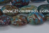 CAG9522 15.5 inches 13*18mm oval blue crazy lace agate beads