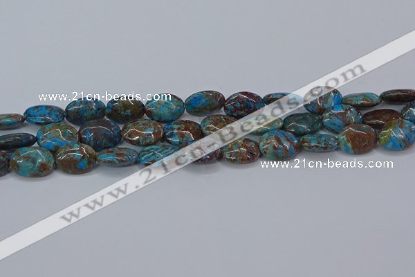 CAG9522 15.5 inches 13*18mm oval blue crazy lace agate beads