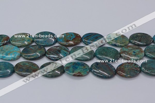 CAG9524 15.5 inches 18*25mm oval blue crazy lace agate beads