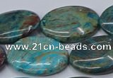 CAG9525 15.5 inches 22*30mm oval blue crazy lace agate beads