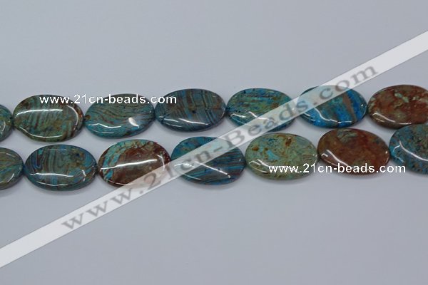 CAG9526 15.5 inches 25*35mm oval blue crazy lace agate beads