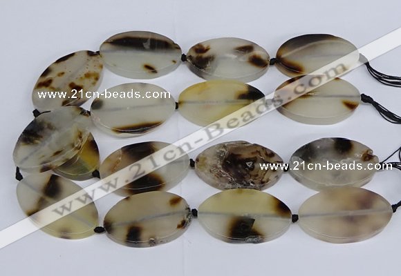 CAG9533 15.5 inches 30*50mm oval grey agate gemstone beads