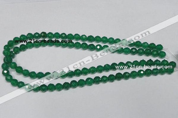 CAG955 15.5 inches 8mm faceted round green agate gemstone beads