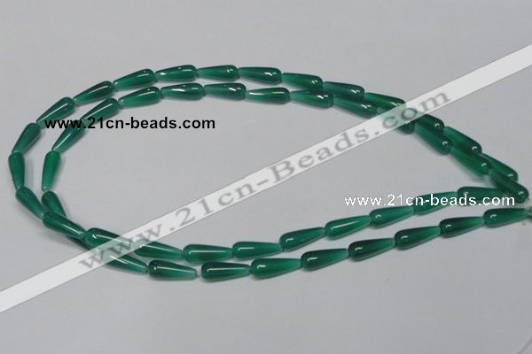 CAG957 15.5 inches 6*16mm teardrpop green agate gemstone beads