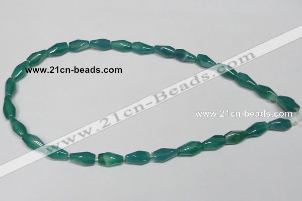 CAG958 15.5 inches 8*14mm faceted rice green agate gemstone beads