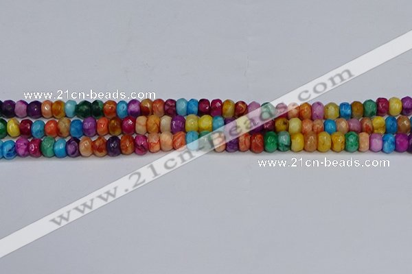 CAG9584 15.5 inches 4*6mm faceted rondelle crazy lace agate beads