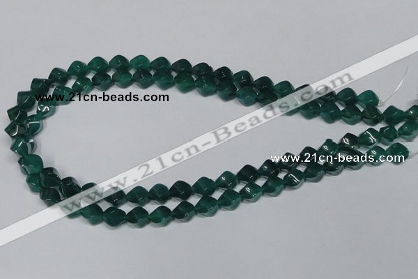 CAG960 15.5 inches 8*10mm twisted rice green agate gemstone beads