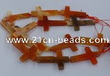 CAG9628 15.5 inches 32*48mm - 35*50mm cross dragon veins agate beads