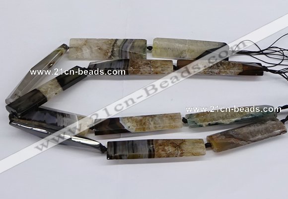 CAG9637 15.5 inches 18*55mm - 18*65mm faceted rectangle agate beads