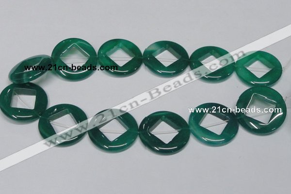 CAG966 15.5 inches 32mm donut green agate gemstone beads wholesale