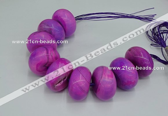 CAG9682 7.5 inches 20*35mm rondelle agate gemstone beads