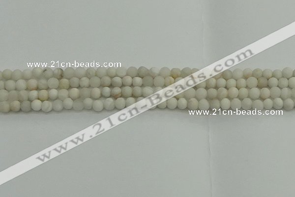 CAG9700 15.5 inches 4mm round matte grey agate beads wholesale
