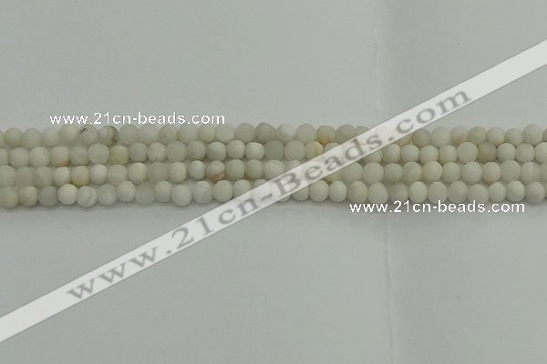 CAG9700 15.5 inches 4mm round matte grey agate beads wholesale