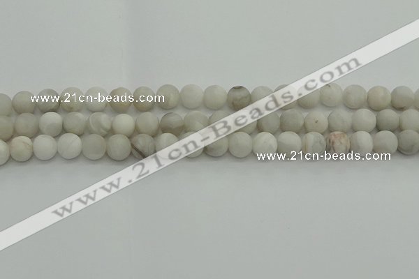 CAG9702 15.5 inches 8mm round matte grey agate beads wholesale