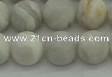 CAG9704 15.5 inches 12mm round matte grey agate beads wholesale