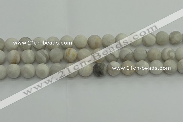 CAG9704 15.5 inches 12mm round matte grey agate beads wholesale