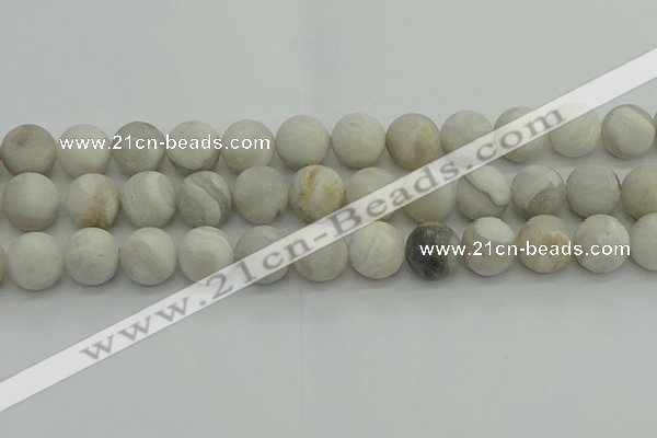 CAG9705 15.5 inches 14mm round matte grey agate beads wholesale