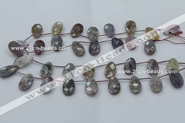 CAG9746 Top drilled 13*22mm faceted flat teardrop Indian agate beads