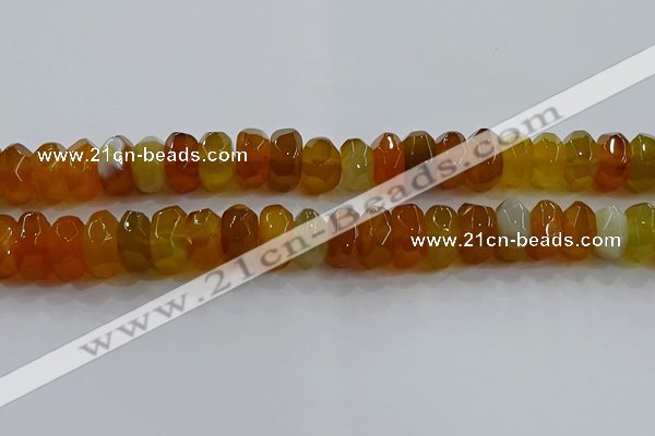 CAG9762 15.5 inches 8*16mm faceted rondelle agate gemstone beads