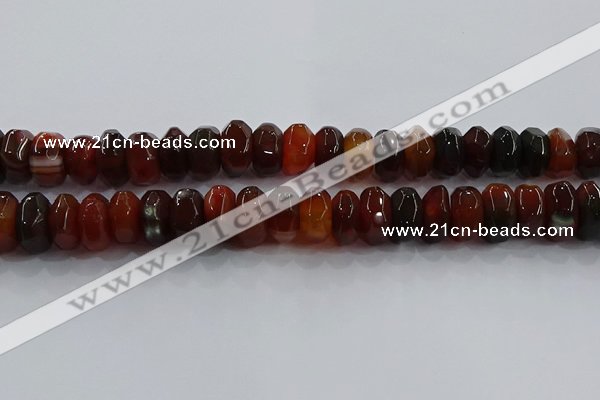 CAG9766 15.5 inches 8*16mm faceted rondelle agate gemstone beads