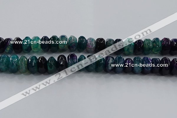 CAG9767 15.5 inches 8*16mm faceted rondelle agate gemstone beads