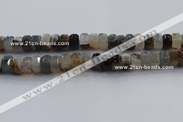 CAG9775 15.5 inches 8*16mm faceted rondelle agate gemstone beads