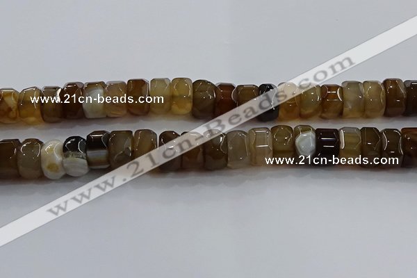 CAG9776 15.5 inches 8*16mm faceted rondelle agate gemstone beads