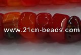 CAG9781 15.5 inches 8*16mm faceted rondelle agate gemstone beads