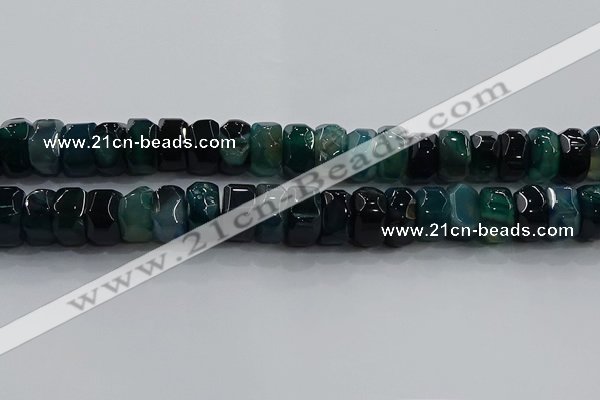 CAG9784 15.5 inches 8*16mm faceted rondelle agate gemstone beads