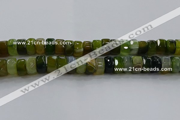 CAG9786 15.5 inches 8*16mm faceted rondelle agate gemstone beads