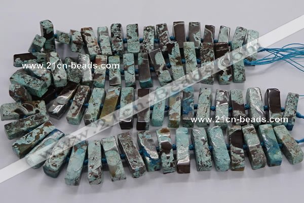 CAG9798 15.5 inches 9*25mm - 10*35mm cuboid ocean agate beads