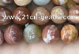 CAG9811 15.5 inches 6mm faceted round wood agate beads