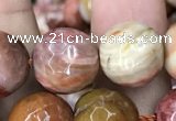 CAG9814 15.5 inches 12mm faceted round wood agate beads