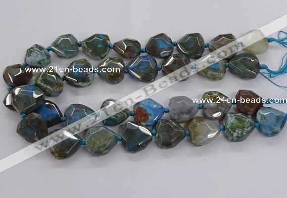 CAG9820 18*20mm - 25*30mm faceted freefrom dragon veins agate beads