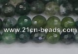 CAG9824 15.5 inches 6mm faceted round moss agate beads