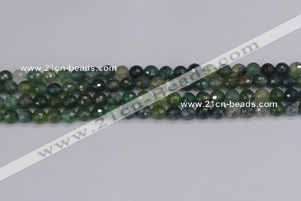 CAG9824 15.5 inches 6mm faceted round moss agate beads