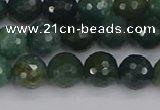 CAG9825 15.5 inches 8mm faceted round moss agate beads