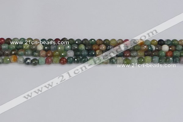 CAG9830 15.5 inches 4mm faceted round Indian agate beads