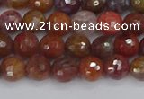 CAG9845 15.5 inches 4mm faceted round red moss agate beads