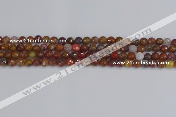 CAG9845 15.5 inches 4mm faceted round red moss agate beads