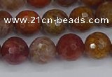 CAG9847 15.5 inches 8mm faceted round red moss agate beads