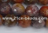 CAG9848 15.5 inches 10mm faceted round red moss agate beads