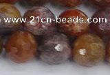 CAG9849 15.5 inches 12mm faceted round red moss agate beads