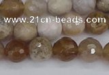 CAG9854 15.5 inches 8mm faceted round ocean fossil agate beads