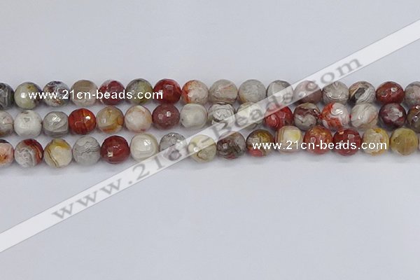 CAG9863 15.5 inches 10mm faceted round Mexican crazy lace agate beads