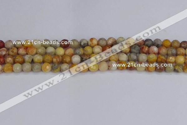 CAG9869 15.5 inches 6mm faceted round yellow crazy lace agate beads