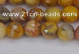 CAG9870 15.5 inches 8mm faceted round yellow crazy lace agate beads