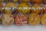 CAG9872 15.5 inches 12mm faceted round yellow crazy lace agate beads